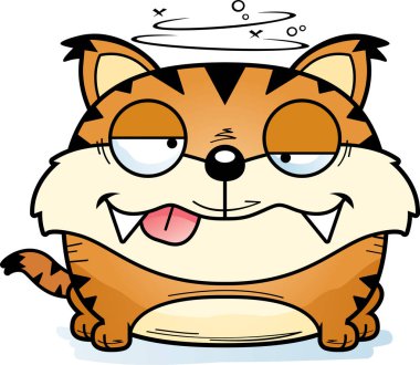 Bir vaşak yavrusu aptal bir ifade ile çizgi film gösterimi.