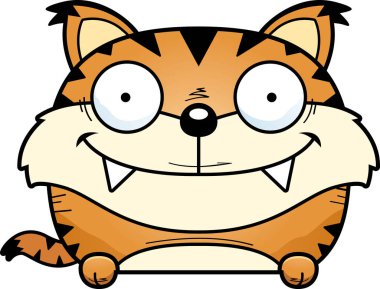 Bir nesnenin üzerine bakmak bir vaşak yavrusu çizgi film gösterimi.