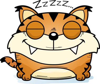 Bir şekerleme alarak bir vaşak yavrusu çizgi film gösterimi.