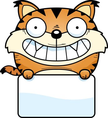 Bir vaşak yavrusu beyaz işaretli bir çizgi film gösterimi.