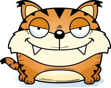 Bir vaşak yavrusu muzip bir ifade ile çizgi film gösterimi.