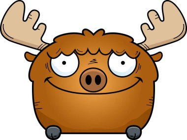 Bir nesnenin üzerine bakmak bir geyik bir karikatür çizimi.