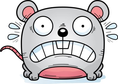 Dehşete bakarak bir fare çizgi film gösterimi.