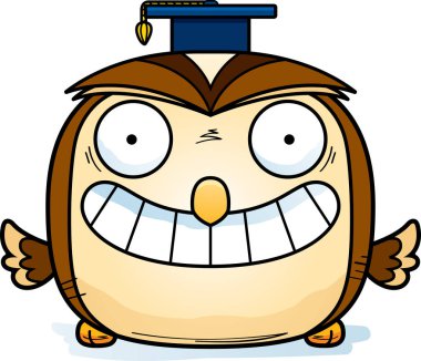 Bir baykuş mezuniyet kap ile çizgi film gösterimi.