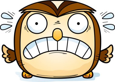 Bir baykuş korkmuş seyir çizgi film gösterimi.