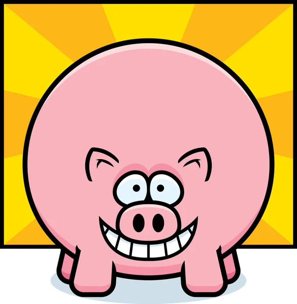 一只猪看起来快乐的卡通插图 — 图库矢量图片