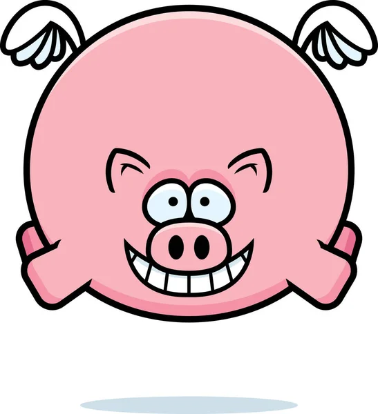一只猪飞翔的卡通插图 — 图库矢量图片