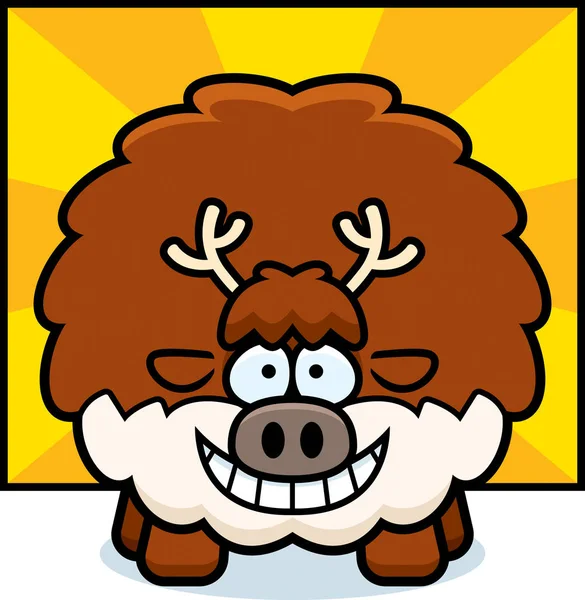 Cartoon Illustration Reindeer Looking Happy — Stock Vector