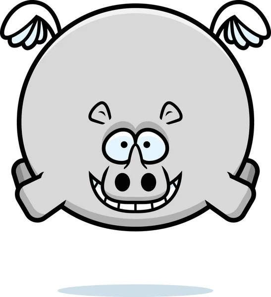 Cartoon Illustration Rhino Flying — Stock Vector