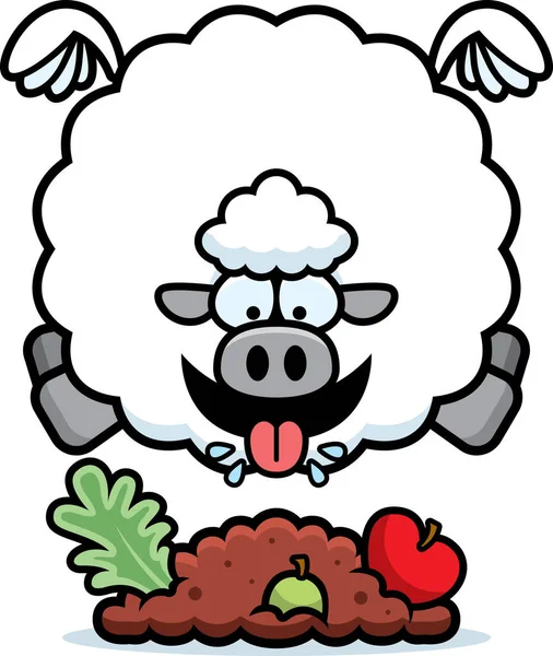 食べる羊の漫画イラスト — ストックベクタ