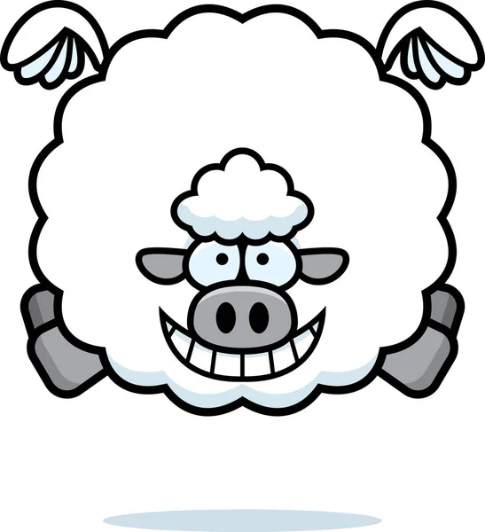 空飛ぶ羊の漫画イラスト — ストックベクタ