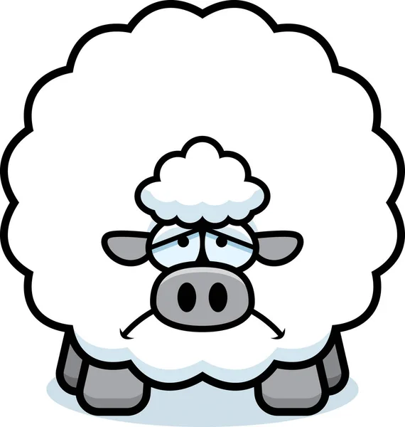 Cartoon Illustration Sheep Looking Sad — Stock Vector