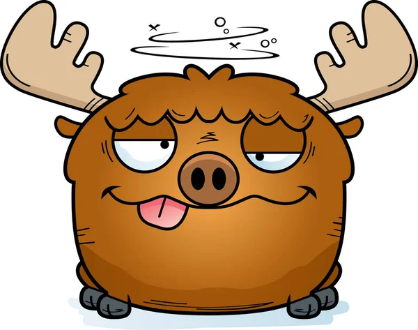 Cartoon Illustration Moose Goofy Expression — Stock Vector
