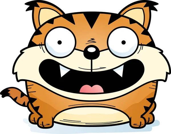 快乐和微笑的卡通山猫幼崽 — 图库矢量图片