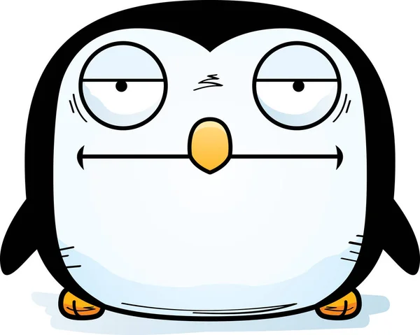Eine Cartoon Illustration Eines Pinguins Der Gelangweilt Aussieht — Stockvektor