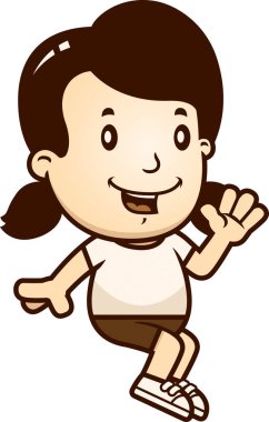 Oturan bir kız çizgi film gösterimi.