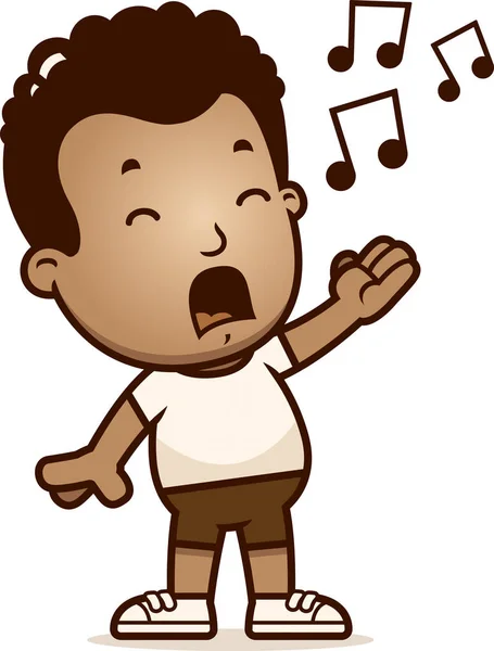 Una Ilustración Dibujos Animados Niño Cantando — Vector de stock