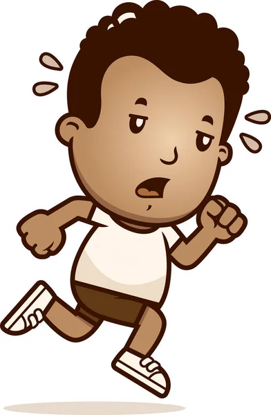 Uma Ilustração Desenho Animado Menino Correndo Olhando Exausto —  Vetores de Stock