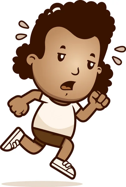 Uma Ilustração Desenho Animado Uma Menina Correndo Olhando Exausto —  Vetores de Stock