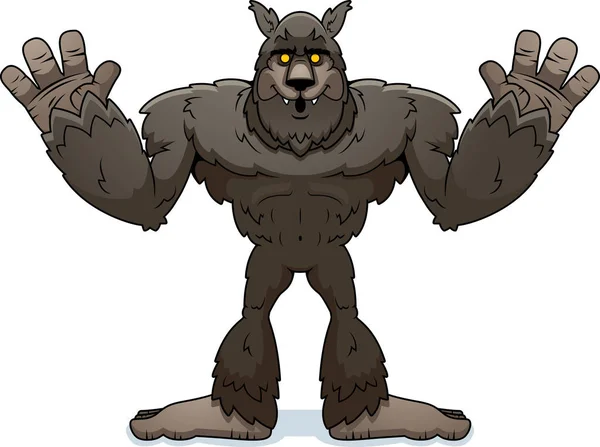 両手を明け渡す狼の漫画イラスト — ストックベクタ
