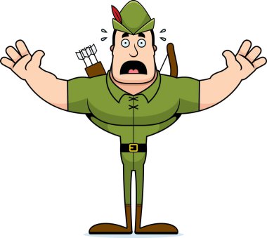 Bir çizgi film Robin Hood korkmuş seyir.