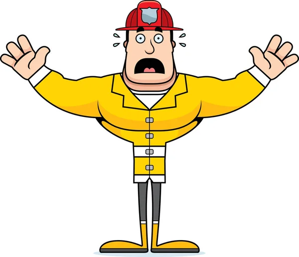 一个看起来害怕的卡通消防员 — 图库矢量图片