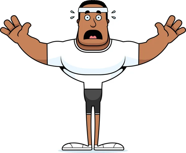 Ein Cartoon Fitness Mann Mit Verängstigtem Blick — Stockvektor