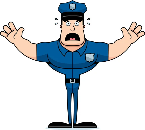 Cartoon Police Officer Looking Scared — Stock Vector