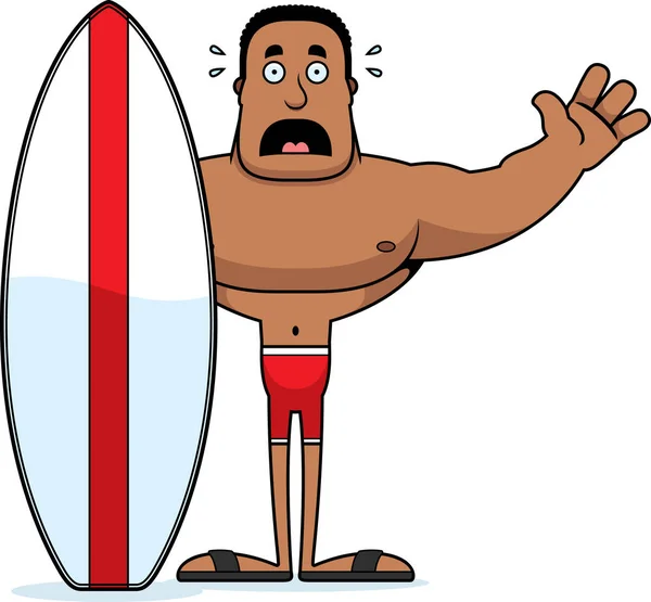 Ein Cartoon Surfer Sieht Verängstigt Aus — Stockvektor