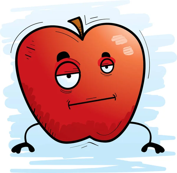 退屈そうな表情でリンゴの漫画イラスト — ストックベクタ