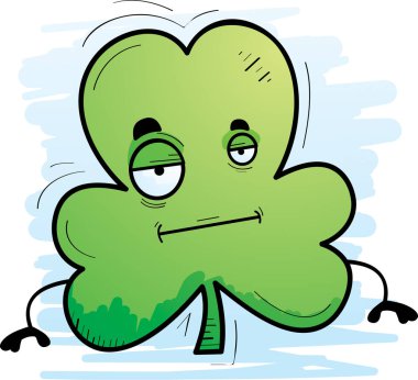 Bir yonca sıkılmış bir ifade ile çizgi film gösterimi.