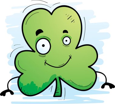 Bir yonca gülümseyen bir karikatür örnek.