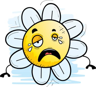 Bir çiçek ağlama bir çizgi film illüstrasyon.