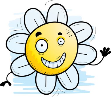 Bir çiçek sallayarak bir çizgi film illüstrasyon.