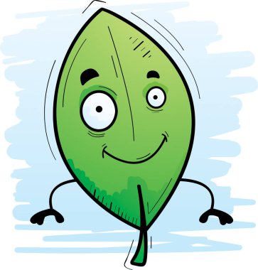 Bir yaprak gülümseyen bir karikatür örnek.