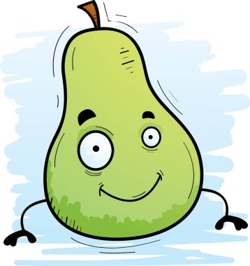 Bir armut gülümseyen bir karikatür örnek.