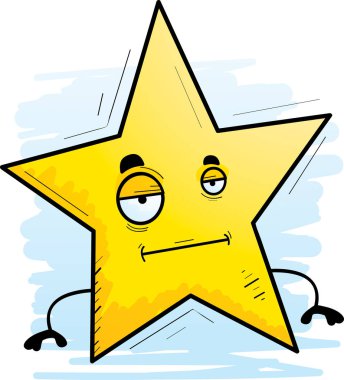 Bir yıldız sıkılmış bir ifade ile çizgi film gösterimi.