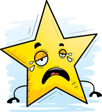 Bir yıldız ağlama bir çizgi film illüstrasyon.