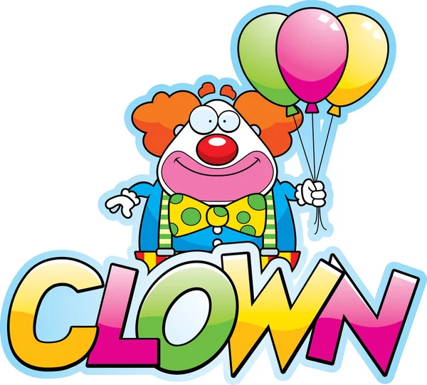 Карикатура Клоуна Воздушными Шарами Текстовым Клоуном — стоковый вектор