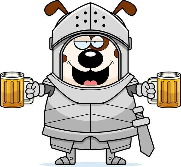 Cartoon Illustration Dog Knight Looking Drunk — Stock Vector