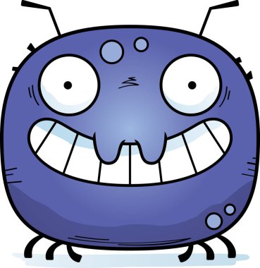 Mutlu görünüyordu bir kene bir karikatür çizimi.