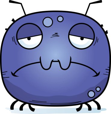 Üzülmüş bir kene bir karikatür çizimi.