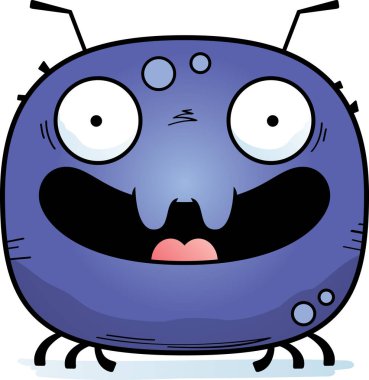 Gülümseyen bir kene bir karikatür çizimi.