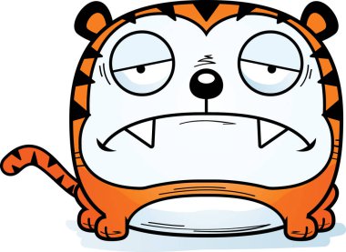 Üzülmüş bir kaplan bir karikatür çizimi.