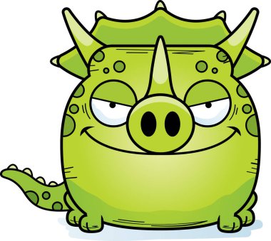 Küçük bir Triceratops dinozor dolambaçlı bir ifade ile çizgi film gösterimi.