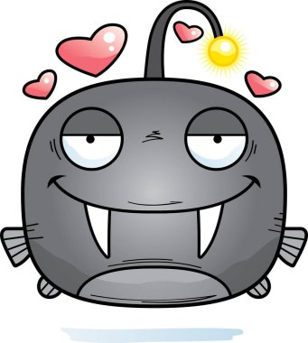 Bir viperfish aşık bir karikatür çizimi.