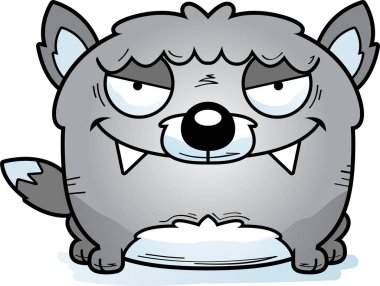 Uğursuz görünümlü kurt çizgi film gösterimi.