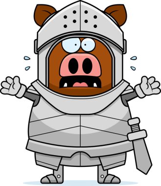 Korkmuş seyir bir yaban domuzu şövalye çizgi film gösterimi.