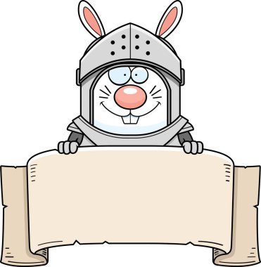 Bir tavşan şövalye bir afiş bir karikatür çizimi.