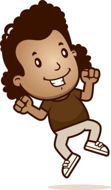 Bir kız atlama çizgi film gösterimi.